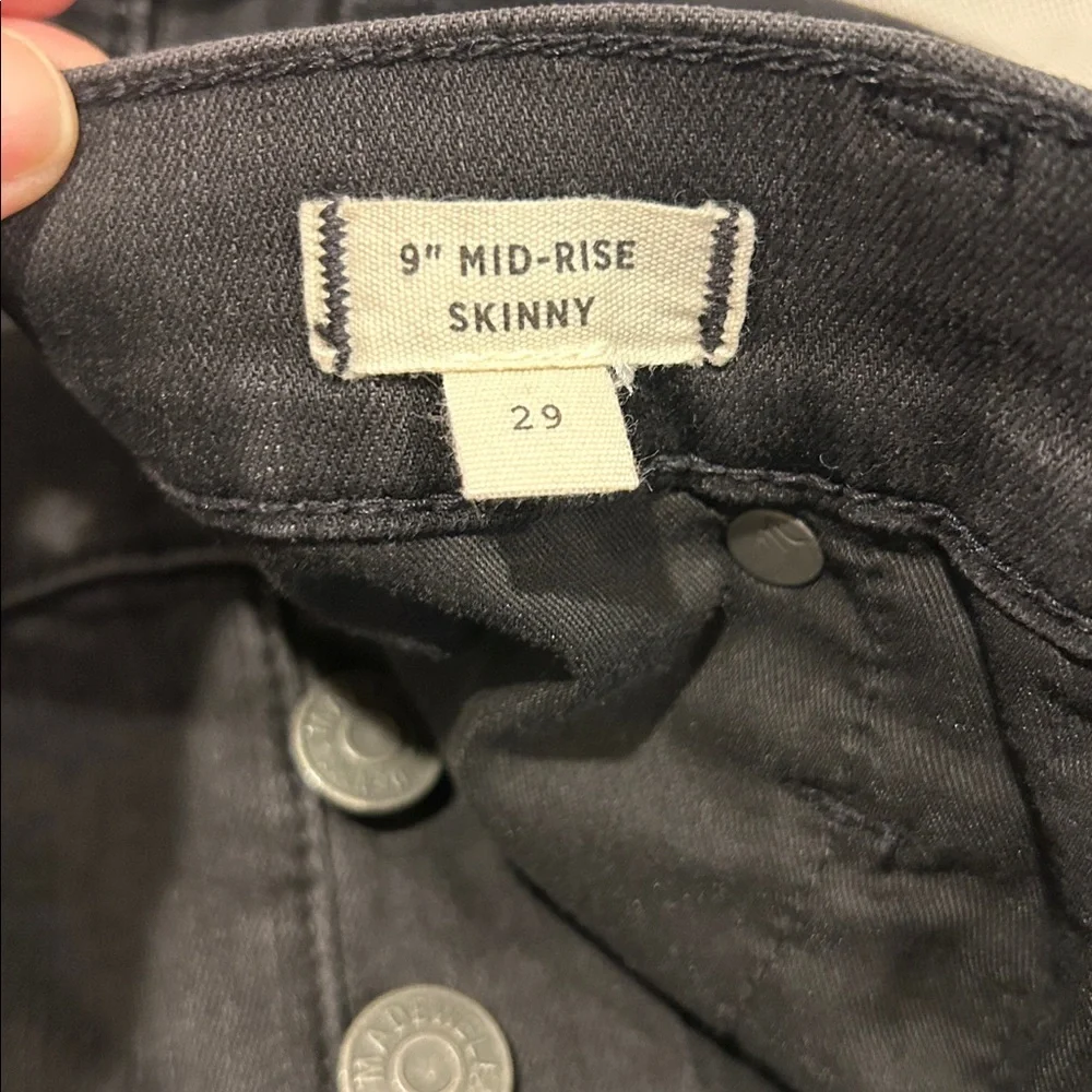 Madewell 9” Mid-Rise Button Fly Black Raw Hem Jeans